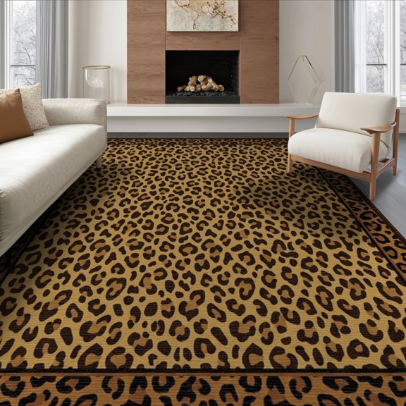 ODIKA Spotted Bold Leopard Skin Border Cheeta Antelope Cheetah Print for King Size Bedroom, Master Suite, Under Bed, Foldable Easy Care