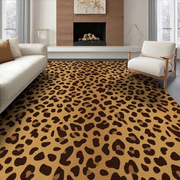 ODIKA Spotted Bold Leopard Skin Motif Cheeta Antelope Cheetah Print Cute Playful Non-Slip Flatwoven for Living Room, Under Sectional, Family
