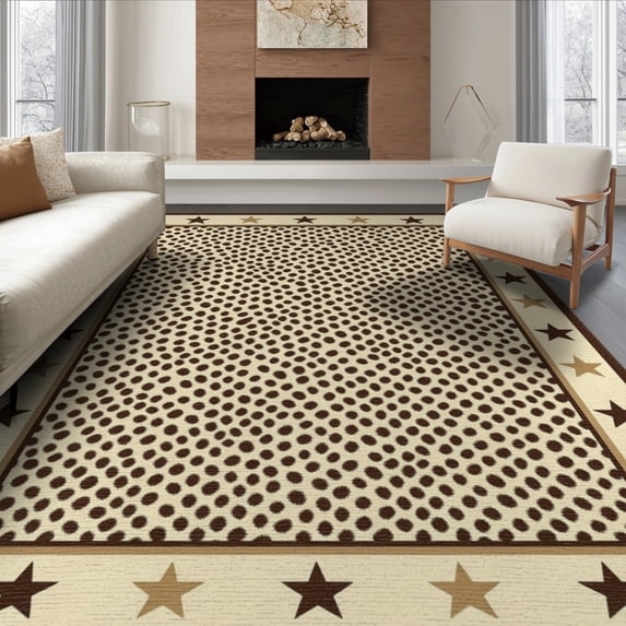 ODIKA Spotted Cowboy Border Arae Boho Motif Southwestern Farmhouse Flowing Dynamic Foldable Easy Care for King Size Bedroom, Master Suite, Under Bed