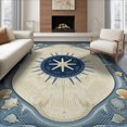 thumbnail image 1 of ODIKA 6'x9' Washable Area Rug Non-Slip, Chair-Friendly, Starfish Ocean Nautical Motif Seashell Center Bathroom Coral for Dining Room, Under Table, Office Décor, 1 of 7