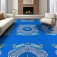 thumbnail image 1 of ODIKA 8'x10' Washable Area Rug Durable, Non-Slip Starfish Ocean Nautical Seashell Wave Stripe Bathroom Seafoam for Living Room, Under Sectional, Family Room, 1 of 7