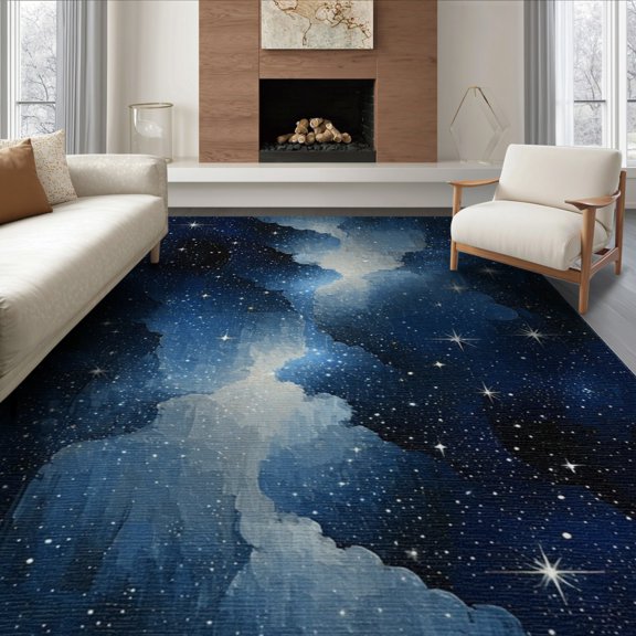 ODIKA Starry Sky Celestial Cloud Design With Symmetrical Cosmic Star Grid Non-Slip Chair-Friendly for Dining Room, Large Office, Lounge