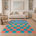 thumbnail image 1 of ODIKA Storybook Square Bold Alternating Grid Design Floor Covering Non-Slip Chair-Friendly for Dining Room, Under Table, Home Office, 1 of 7