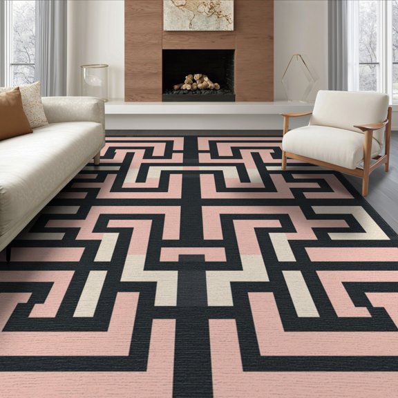 ODIKA Structured Grid Formation Contemporary Labyrinth Style Framework for Dining Room, Large Office, Lounge, Non-Slip Chair-Friendly