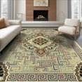 thumbnail image 1 of ODIKA Symmetrical Key Border Glam Shimmer Round Sparkle Sunburst Greek Flowing Dynamic Foldable Easy Care for King Size Bedroom, Master Suite, Under Bed, 1 of 7