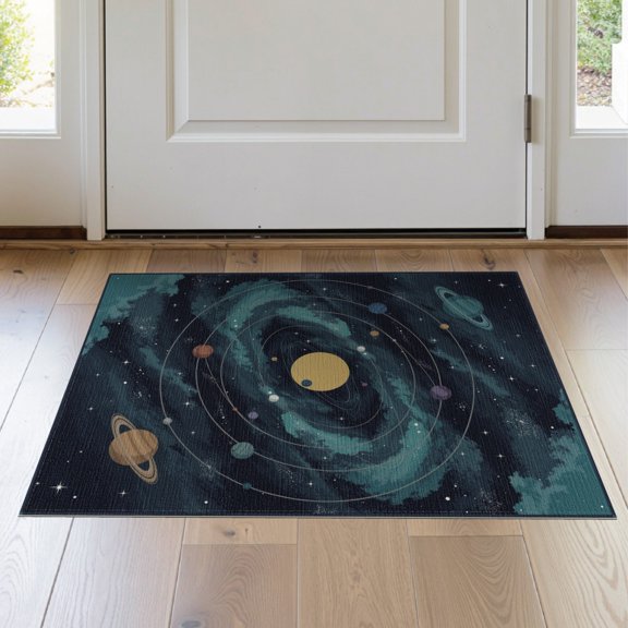 ODIKA System Universe Map With Planet And Star Cluster Motif Galaxy Flowing for Bedroom, Nursery, RV, Pet Friendly & Kids Safe Bedside