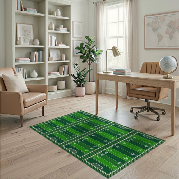 ODIKA Theme Gridiron Markers Goal Posts Stripes Field Football Refined Pet Friendly & Kids Safe Play for Playroom, Bedroom, Reading Nook