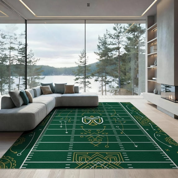 ODIKA Theme Playbook Design With Arrows And Yard Lines Football Field Sport Playful for Dining Room, Basement, Large Office, Non-Slip Chair-Friendly