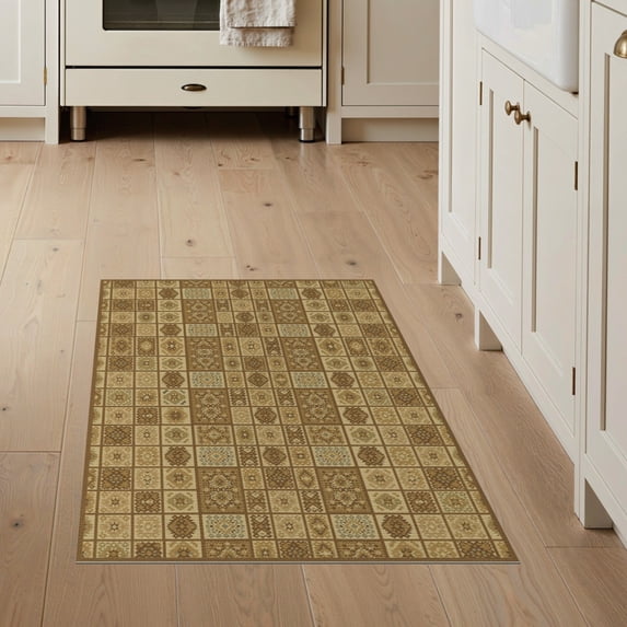 ODIKA Throw Symmetrical Geometric Grid Composition Scattered Door Large for Entryway, Kitchen, Mudroom, Stain Resistant Flatwoven
