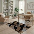 thumbnail image 1 of ODIKA Throw Tan Grey Geometric Scattered Contemporary Covering Beige Non-Slip Chair-Friendly for Home Office, Gaming Room, Under Desk, 1 of 7