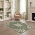 thumbnail image 1 of ODIKA Traditional Center Motif Distressed Border Vintage Boho Faded Playful Expressive Stain Resistant Low Profile for Dorm Room, Small Living Apartment, 1 of 7