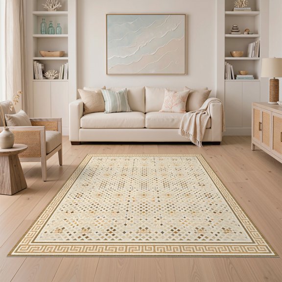 ODIKA Tufted Diamond Lattice Contemporary Minimalist Border Design for Dining Room, Under Table, Home Office, Non-Slip Chair-Friendly