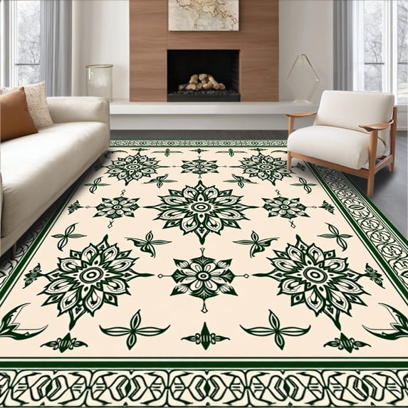 ODIKA 2x3 Machine Washable Non-Slip Area Rug, Elegant Medallion Design with Repetitive Interlocking Ultra Soft Rug, None, 578486