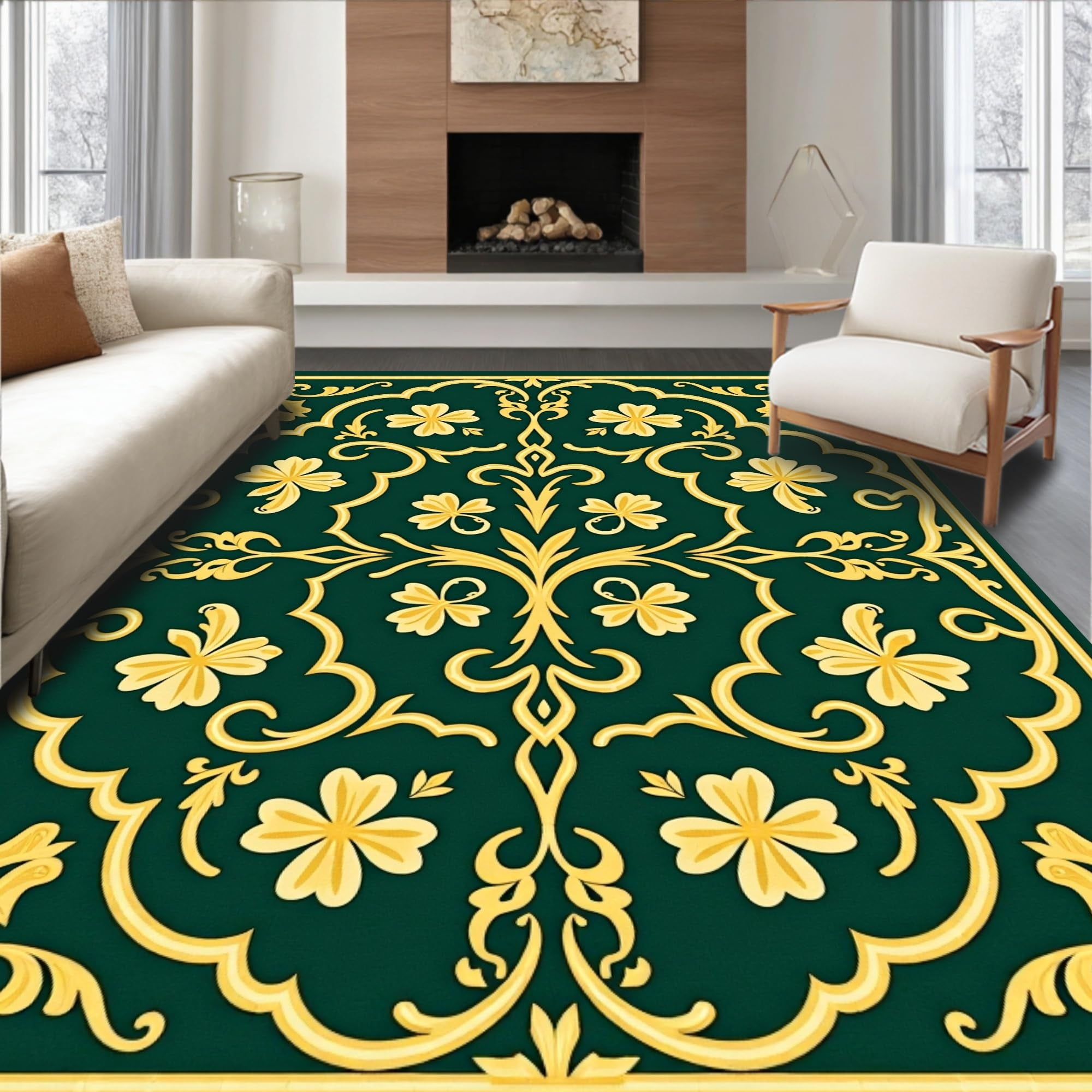ODIKA Ultra Soft Area Rug 2x3, Festive Shamrock Scrollwork with ...