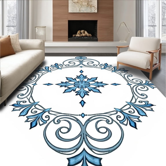 ODIKA 2x3 Machine Washable Non-Slip Area Rug, Luxurious Medallion Crystal Elegant Vintage Inspired Ultra Soft Rug, None, 540918