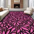 thumbnail image 1 of ODIKA 2x3 Machine Washable Non-Slip Area Rug, Noir Botanica Stylized Leaf Motif with Elegant Flourishes Ultra Soft Rug, None, 543306, 1 of 7