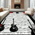 thumbnail image 1 of Ultra Soft Area Rug, Musical Notes and Guitar with Non Skid Backing, Non Slip, Stain Resistant, Washable Area Rugs for Living Room, Bedroom(Black, 2X3), 1 of 8