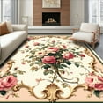 thumbnail image 1 of Ultra Soft Area Rug, Victorian Rose Medallion Round with Antique Botanical Scrollwork, Non Slip, Stain Resistant, Washable Area Rugs for Living Room, Bedroom(Pink, 2X3), 1 of 8