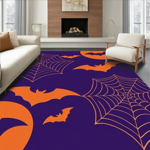 Ultra Soft Area Rug, Abstract Halloween Inspired, Non Slip, Stain Resistant, Washable Area Rugs for Living Room, Bedroom(Purple, 2X3)