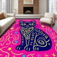 thumbnail image 1 of ODIKA 2x3 Machine Washable Non-Slip Area Rug, Quirky Twisted Light Cat with Festive Spark Motif Ultra Soft Rug, None, 617573, 1 of 7