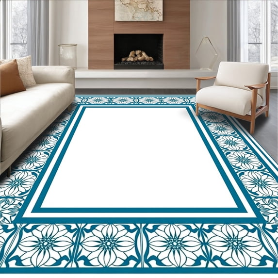 ODIKA 2x3 Machine Washable Non-Slip Area Rug, Vintage Interlocking Tiled Trellis with Ornamental Starbursts Ultra Soft Rug, None, 552988
