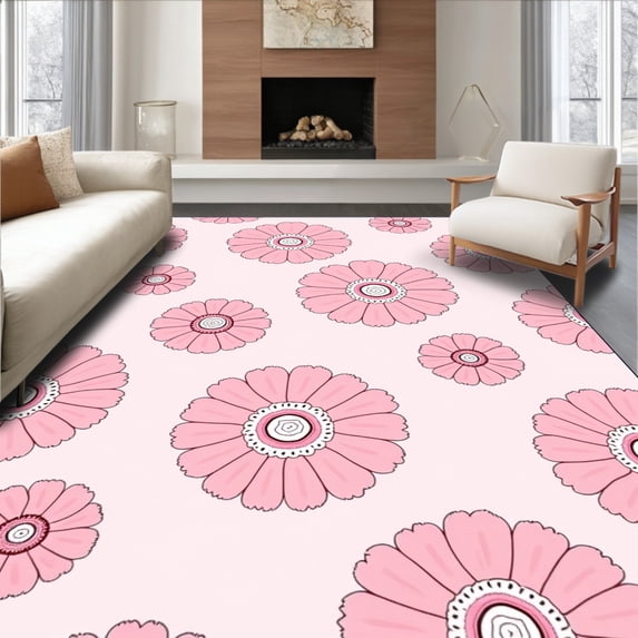 ODIKA 3x5 Machine Washable Non-Slip Area Rug, Blooming Garden Rosette Decorative Floret Arrangement Ultra Soft Rug, None, 565312