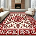 thumbnail image 1 of Ultra Soft Area Rug, Classic Heritage Motif with Intricate Leaf and Vine Details, Non Slip, Stain Resistant, Washable Area Rugs for Living Room, Bedroom(Red, 3X5), 1 of 8