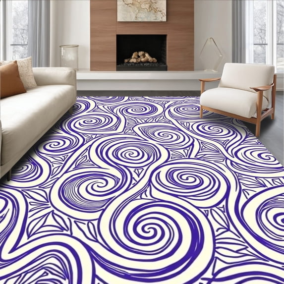 ODIKA 3x5 Machine Washable Non-Slip Area Rug, Enchanted Botanical Garden Labyrinth With Spiral Vines Ultra Soft Rug, None, 540041