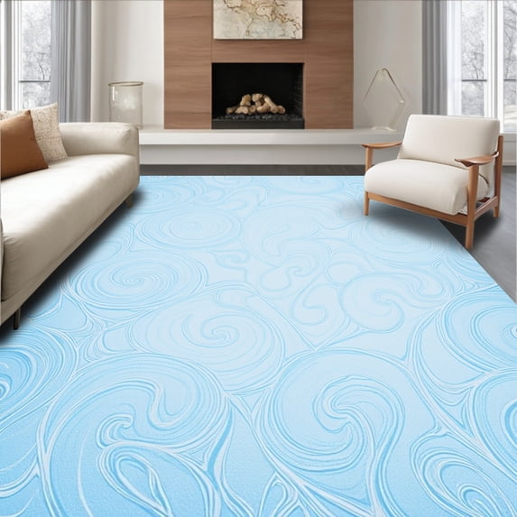 ODIKA 3x5 Machine Washable Non-Slip Area Rug, Enchanted Icy Wonderland with Twirling Flurries and Abstract Snow Ultra Soft Rug, None, 637908