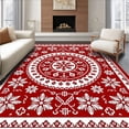 thumbnail image 1 of ODIKA 3x5 Machine Washable Non-Slip Area Rug, Festive Snowflake Medallion with Interlocking Nordic Stars Ultra Soft Rug, None, 613354, 1 of 7