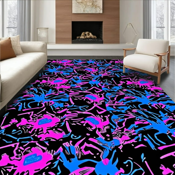 ODIKA Ultra Soft Area Rug 3x5, Interlocking Graffiti Splash with Urban ...