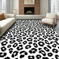 thumbnail image 1 of Ultra Soft Area Rug, Stylized White Tiger Fur Motif Featuring Interlocking Spotted, Non Slip, Stain Resistant, Washable Area Rugs for Living Room, Bedroom(Black, 3X5), 1 of 8