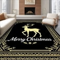 thumbnail image 1 of ODIKA 3x5 Machine Washable Non-Slip Area Rug, Starlit Reindeer Parade with Pine Branch Flourishes and Scripted Greeting Ultra Soft Rug, None, 628787, 1 of 7