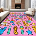 thumbnail image 1 of ODIKA 3x5 Machine Washable Non-Slip Area Rug, Whimsical Alphabet Parade With Playful Characters And Dancing Letters Ultra Soft Rug, None, 692701, 1 of 7