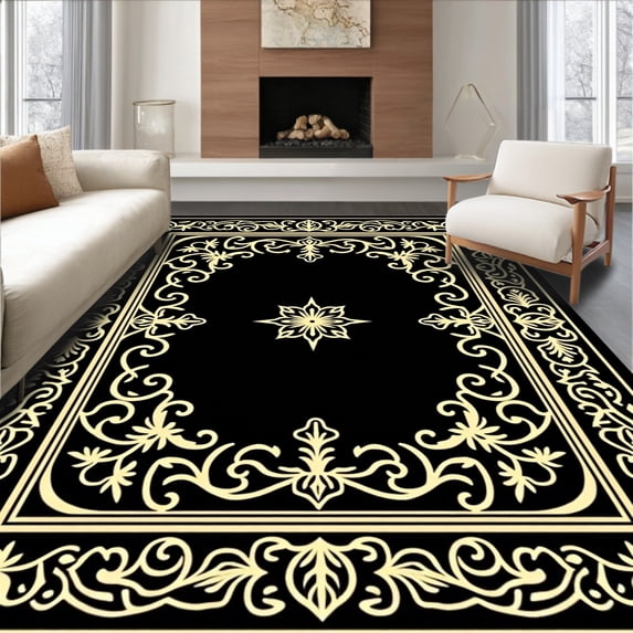 ODIKA 4x6 Machine Washable Non-Slip Area Rug, Jewel Embellished Timeless Ultra Soft Rug, None, 579235