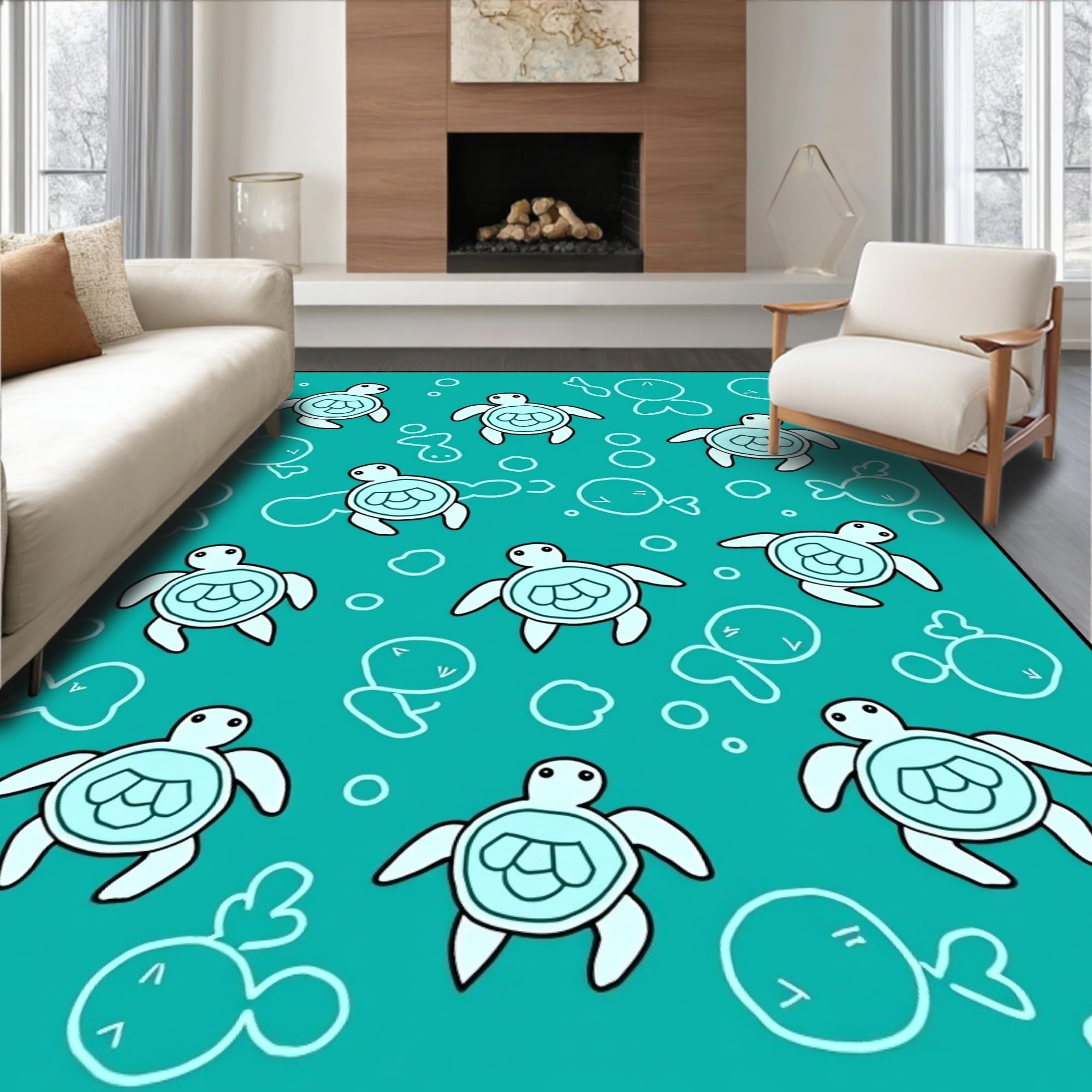 ODIKA Ultra Soft Area Rug 4x6, Charming Underwater World with Smiling ...
