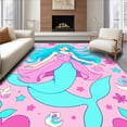 thumbnail image 1 of ODIKA 4x6 Machine Washable Non-Slip Area Rug, Fantasy Ocean Dweller Design Featuring Cheerful Mermaid and Marine Life Ultra Soft Rug, None, 726006, 1 of 7