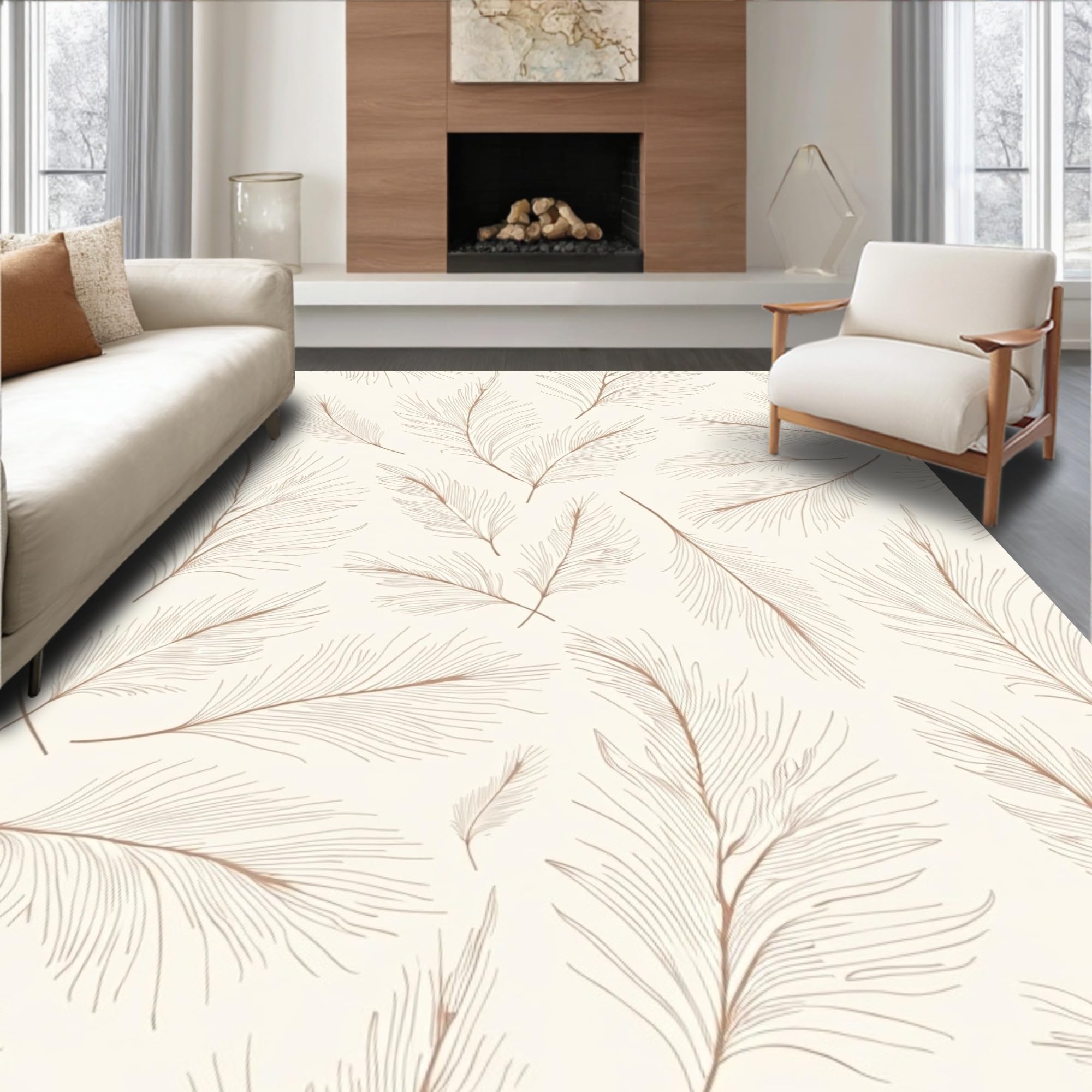 Feathered Rug ODIKA Ultra Soft Area Rug 4x6, Feathered Plume Luxurious Dining Table ...