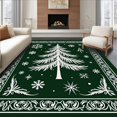 thumbnail image 1 of Ultra Soft Area Rug, Festive Ornate Framed Christmas Tree with Snowflakes, Non Slip, Stain Resistant, Washable Area Rugs for Living Room, Bedroom(Green, 4X6), 1 of 8