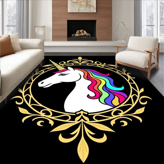 ODIKA 4x6 Machine Washable Non-Slip Area Rug, Mythical Cushion Embroidery Package Ultra Soft Rug, None, 645813