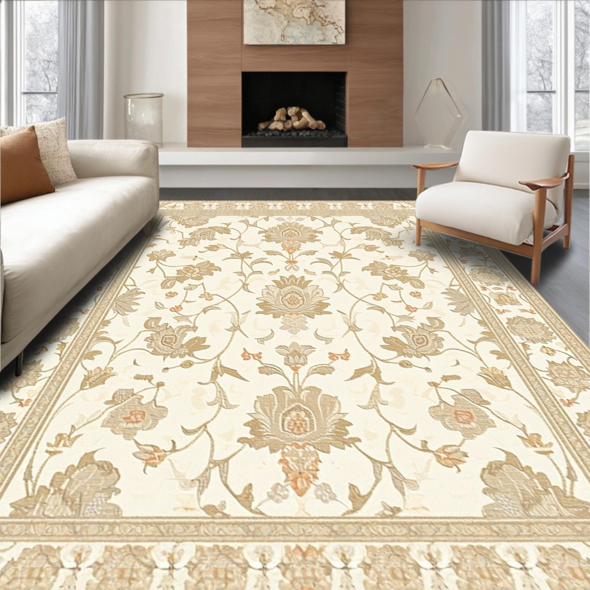 4x6 Rectangular Rug For Bedroom ODIKA Ultra Soft Area Rug 4x6, Non Slip, Stain Resistant, Washable Area ...