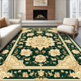 thumbnail image 1 of Ultra Soft Area Rug, Classic Ornamental Border with Central Floral Rosette and Filigree Detailing, Non Slip, Stain Resistant, Washable Area Rugs for Living Room, Bedroom(Green, 4X6), 1 of 8
