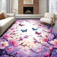 thumbnail image 1 of Ultra Soft Area Rug, Delicate Butterfly and Floral Fusion, Non Slip, Stain Resistant, Washable Area Rugs for Living Room, Bedroom(Pink, 4X6), 1 of 8