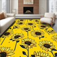 thumbnail image 1 of Ultra Soft Area Rug, Rustic Floral Medley Circular Theme, Non Slip, Stain Resistant, Washable Area Rugs for Living Room, Bedroom(Yellow, 4X6), 1 of 8