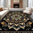 thumbnail image 1 of Ultra Soft Area Rug, Elegant Abstract Circular Motif, Non Slip, Stain Resistant, Washable Area Rugs for Living Room, Bedroom(Black, 4X6), 1 of 8