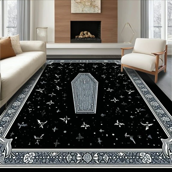 Ultra Soft Area Rug, Mysterious Gray Diamond Design, Non Slip, Stain Resistant, Washable Area Rugs for Living Room, Bedroom(Black, 4X6)