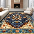thumbnail image 1 of Ultra Soft Area Rug, Rustic Vibrant Patterned Tapestry, Non Slip, Stain Resistant, Washable Area Rugs for Living Room, Bedroom(Blue, 4X6), 1 of 8
