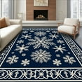 thumbnail image 1 of Ultra Soft Area Rug, Elegant Ornate Snowflake Christmas Border Motif, Non Slip, Stain Resistant, Washable Area Rugs for Living Room, Bedroom(Blue, 4X6), 1 of 8