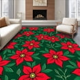 thumbnail image 1 of ODIKA 4x6 Machine Washable Non-Slip Area Rug, Vintage Poinsettia Bloom Anti Slip Holiday Ultra Soft Rug, None, 739834, 1 of 7