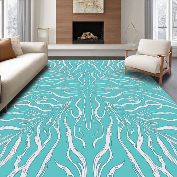 ODIKA 4x6 Machine Washable Non-Slip Area Rug, Wave Mosaic with Twisting Lattice Filigree Ultra Soft Rug, None, 597826